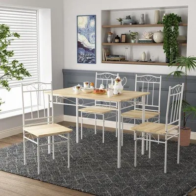 Imagen del producto de Mesa de cocina con 4 sillas - Juego de cocina - Para comidas compartidas - Diseño industrial - 109 x 69 x 75 cm