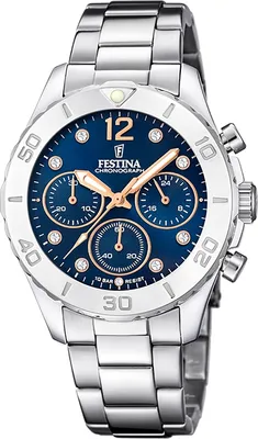 Produktbild von Festina Damenuhr Boyfriend F20603/3 Chronograph dunkelblau, rosé
