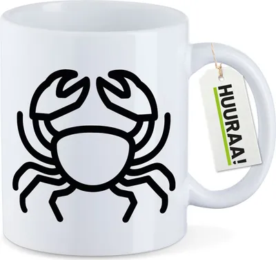 Produktbild von Huuraa Kaffeetasse Krebs Sternzeichen Symbol 330ml Weiß Keramik Kaffeebecher Geschenkidee