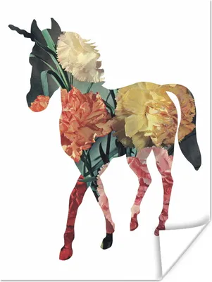 Produktbild von MuchoWow® Poster Eine Illustration des Kunstwerks eines Einhorns - Mädchen - Mädchen - Kinder Em 60x80 cm - Schlafzimmer Dekoration