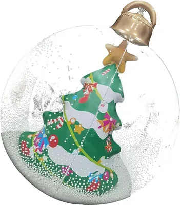 Produktbild von 23,6 Zoll aufblasbare Weihnachtskugeln mit LED-Riesenbeleuchtung, Nachbildungierter Ball, PVC, faltbar, durchsichtig, Fernbedienung, AußenNachbildungation für den Feiertags-Weihnachtsbaum