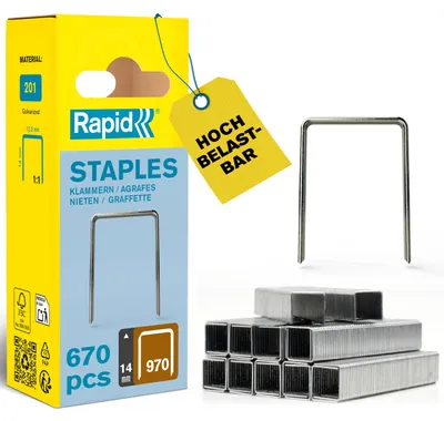Obrázok produktu pre Rapid 40109553, Balík svoriek, 1,4 cm, Upevnenie, Kovová