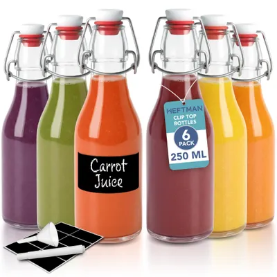 Glaskaraffen 250 ml 6er-Pack mit Bügelverschluss, luftdicht