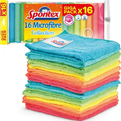 Productafbeelding van Spontex Microvezel Reinigingsdoeken, collectie van 16 stuks, los verkrijgbaar