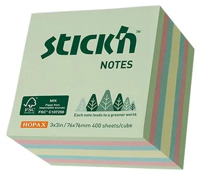 Obrázok produktu pre Notes kostka76X76mm pastel żół/ziel/róż/nieb 400 kartek