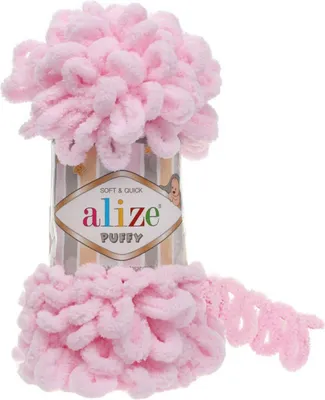 Produktbild von ALIZE Puffy - 31 Baby Pink Fingerstrick-Wolle, Schlaufenwolle, Chenille Garn, 100gr,