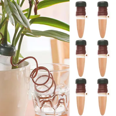 Produktbild von 6 Stück Automatische Pflanzenbewässerung, Bewässerungssystem Zimmerpflanzen, Tropfbewässerung mit Keramikspike für Balkon Garten