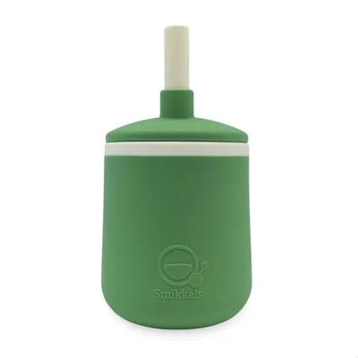 Image de Smikkels Silicone Gobelet vert avec paille Bébé Enfant