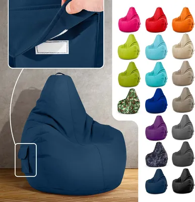 Produktbild von Green Bean® Sitzsack mit Rückenlehne "Cozy" 80x70x90cm - Gaming Chair mit 230L EPS Perlen Füllung - Dunkelblau
