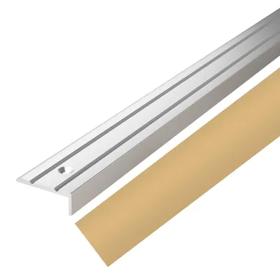Zdjęcie produktu dla Profil krawędziowy do schodów VILO G326, samoprzylepny, 25 x 10 mm – aluminiowy kątownik schodowy – 186 cm – złoty