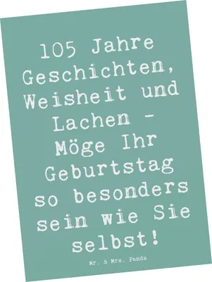 Produktbild von Mr. & Mrs. Panda Postkarte Spruch 105. Geburtstag - Meeresbrise - Geschenk, Ansichtskarten, Alter, Familie, Happy Birthday, Meilenstein, Lebensfreude, Grußkarte