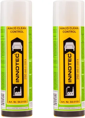 Produktbild von 2 Stück INNOTEC Airco Clean Control 250 ml – Reiniger für Klimaanlagen & Luftwege – löst Schmutz, Bakterien & unangenehme Gerüche – ideal für Kfz