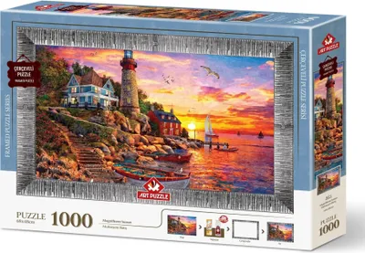 Zdjęcie produktu dla ART PUZZLE Puzzle z ramką i klejem 3w1 Piękny zachód słońca 1000 elementów