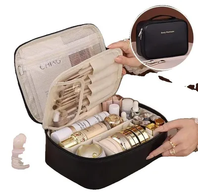 Productafbeelding van Make-up organizer, ruim ontwerp, duurzaam materiaal, zwart