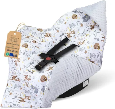 Obrázok produktu pre Detská deka 90x90 cm, svetlosivá, minky, s kapucňou, do kočíka