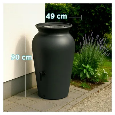 Produktbild von Regentonne 120-230 Liter mit Filterkorb und Wasserhahn - Frostsicherer Kunststoff - Regenwassertonne für Garten