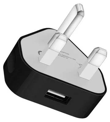 Immagine prodotto di Caricabatterie adattatore UK con porta USB, 1A, colore nero, capacità 1000 mAh