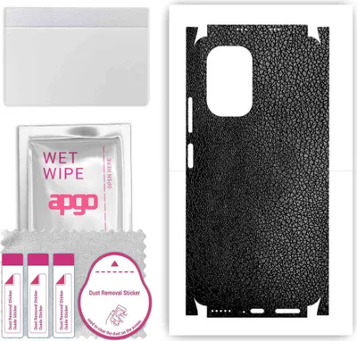 Produktbild von apgo Rückseite + Seiten Schutzfolie, Skin, kompatibel mit Xiaomi Mi 11X, Hinten Displayschutzfolie aus Vinylfolie, kratzfest, einfache Montage - Schwarzes Leder