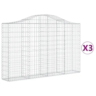 Zdjęcie produktu dla vidaXL Gabiony z wysokim łukiem 3 szt. 200x30x120/140cm Ocynkowane żelazo