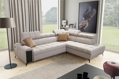 Produktbild von Polsterecke Eckcouch Ecksofa mit Schlaffunktion GREKO VII Beige Stoff AVRA 2 Rechtsseitig IM SOFA