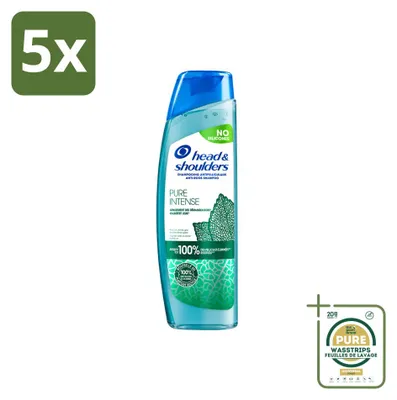 Produktbild von 5 x Head & Shoulders Pure Intense Anti-Schuppen Shampoo mit Pfefferminze 250 ml - Vorratspackung - 5 Stücke