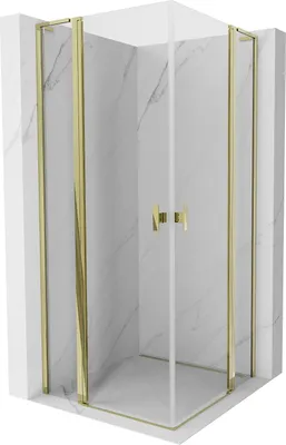 Produktbild von Mexen Mist L Duo Duschkabine schwenkbar 100 x 100 cm, transparent, gold - 8A4L-100-100-50-00