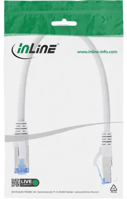 Produktbild von InLine Patchkabel, S/FTP (PiMf), Cat.6A, halogenfrei, weiß, 0,3m, 0,3 m, Cat6a, S/FTP (S-STP), RJ-45, RJ-45, Weiß