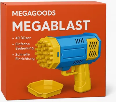 Produktbild von Elektrische Seifenblasenpistole 40 Düsen Partyspielzeug ohne Flüssigkeit DE.
