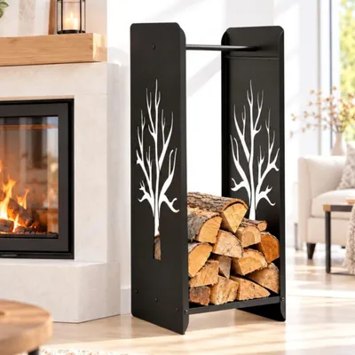 Produktbild von Kaminholzregal 10-1470 Kaminholzständer 100 cm Holzkorb Kaminholzhalter Holzregal