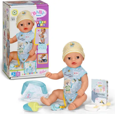 Obrázek produktu pro BABY born Lukas (Little Baby Boy) - 36 cm vysoká panenka - 7 funkcí včetně příslušenství a kombinézy - Funguje zcela bez baterií - Vhodné pro batolata od 1 roku věku