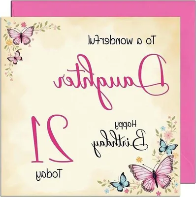 Immagine prodotto di Biglietto di auguri per la figlia - 21 anni - Biglietto con preghiera - 145 x 145 mm - Fiori e farfalle