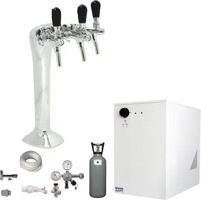 Produktbild von Sprudel Tafelwassergerät BieTal® BT-30U Kühlung Schanksäule Cobra Chrom 6kg CO2