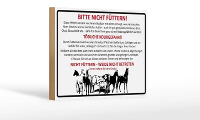 Produktbild von Holzschild Tiere 18x12cm bitte nicht füttern Pferde Verbot