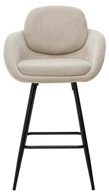 Produktbild von Miliboo - Barhocker aus Chenille-Stoff beige und schwarzem Metall H68,5 cm (2er-Set) SLAKE