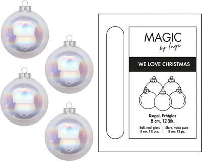 Produktbild von Weihnachtskugeln Glas 8cm 12 Stück - Klar Irisierend