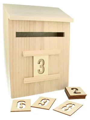 Produktbild von Adventskalender Holz zum Verzieren - 20 x 28 x 9,5 cm - Zum Selbstgestalten - Adventskalender Holzkalender Weihnachtskalender