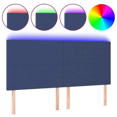 Produktbild von vidaXL LED Kopfteil Blau 160x5x118/128 cm Stoff