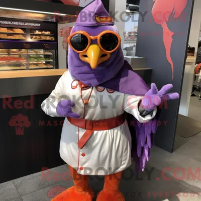 Produktbild von Maskottchen REDBROKOLY eines Lavendel-Tandoori-Huhns mit Bomberjacke und Stirnbändern