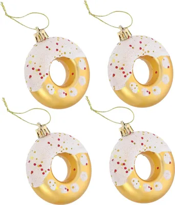 Produktbild von INF Donut Weihnachtsschmuck - 4er Pack Festliche Baumdekorationen Gold