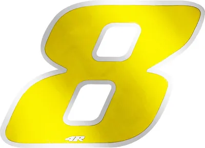 Obrázek produktu pro Nálepka závodní číslo pro motocykl "8" žlutá 100 x 130 mm