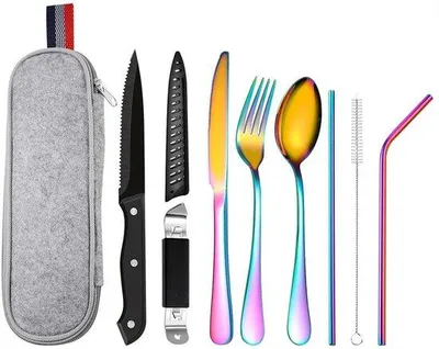 Productafbeelding van Reis Bestekset - 9-delig Outdoor Bestek in Tas
