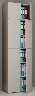 Produktbild von VCM XXL Büroschrank mit 5 Fächern und einem Aufsatz | moderner Aktenschrank mit Drehtüren | Maße ca. H. 223 x B. 70 x T. 39 cm – Lona 5-Fach
