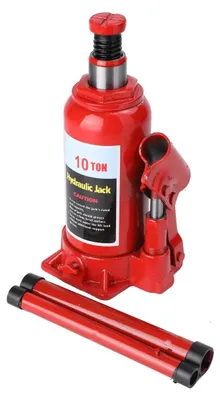 Image de Cric hydraulique pour camions - Cric à bouteille de 10 tonnes - Hauteur de levée de 20 à 38,5 cm - Qualité industrielle - Acier - Rouge