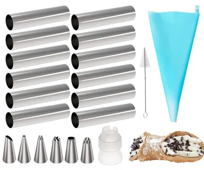 21-teiliges Cannoli-Form-Set aus Edelstahl mit Reinigungsbürste