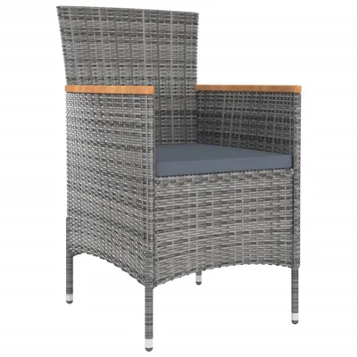 Image de vidaXL Chaises de jardin 4 pcs. Poly rotin gris