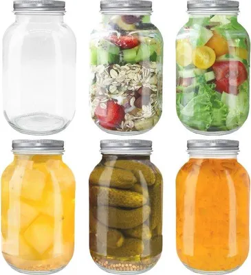 Immagine prodotto di 6 barattoli di vetro da 1 litro, ermetici, per alimenti