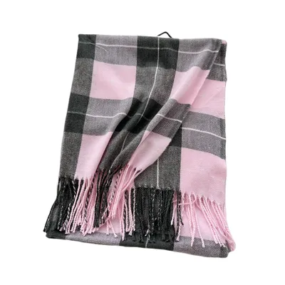 Produktbild von INF Kaschmirähnlicher Schal mit Karomuster und gedrehten Fransen Rosa