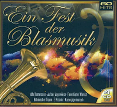 Zdjęcie produktu dla Festiwal muzyki dętej (zestaw 4 płyt CD zawierający 60 utworów, takich jak "Alte Kameraden", "Böhmischer Traum", "Kaiserjägermarsch" i wiele innych)