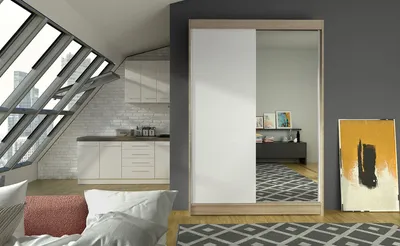 Obrázek produktu pro Moderní šatní skříň LINH 1 - šířka 120 cm, sonoma / bílá