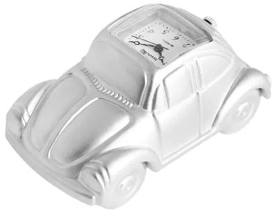 Produktbild von Miniaturuhr Auto Design silberfarben 6 x 2,5 cm Analog Quartzwerk